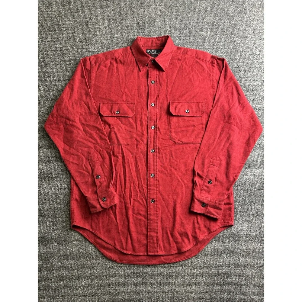 Mens Polo Ralph Lauren Red Flannel G.I. Shirt 100% Cotton, Size M
